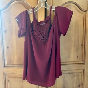 Maroon Off Shoulder Blouse with lace